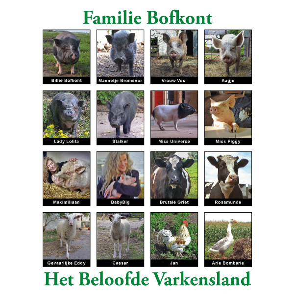 Tableau dierenportretten Familie Bofkont / Het Beloofde Varkensland